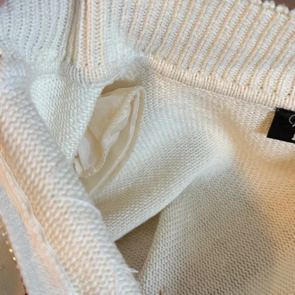 Vintage Ms Lee Cardigan Sweater Womens 2X Ivory Art to Wear Cottagecore Cardinal - Picture 12 of 12